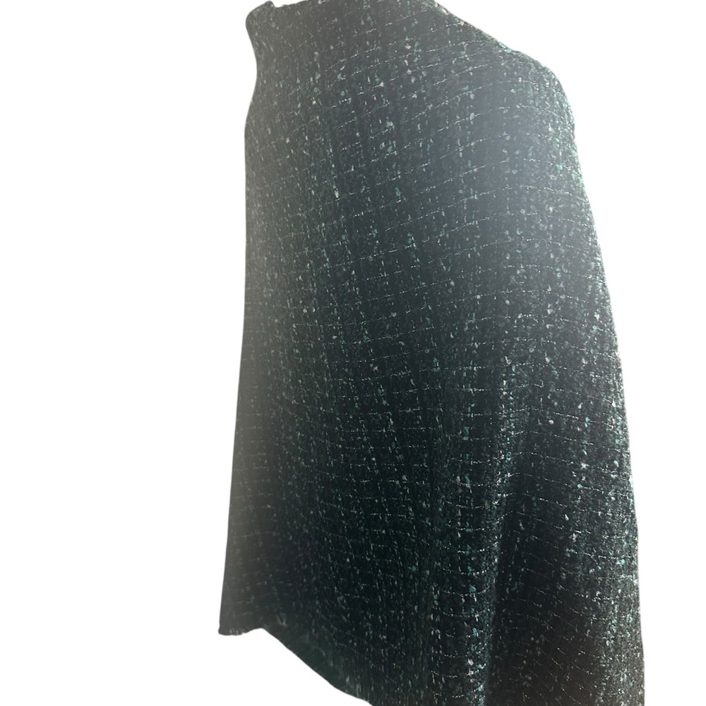 J. Jill Woven Green and White poncho Cape Sweater OS - Picture 2 of 6